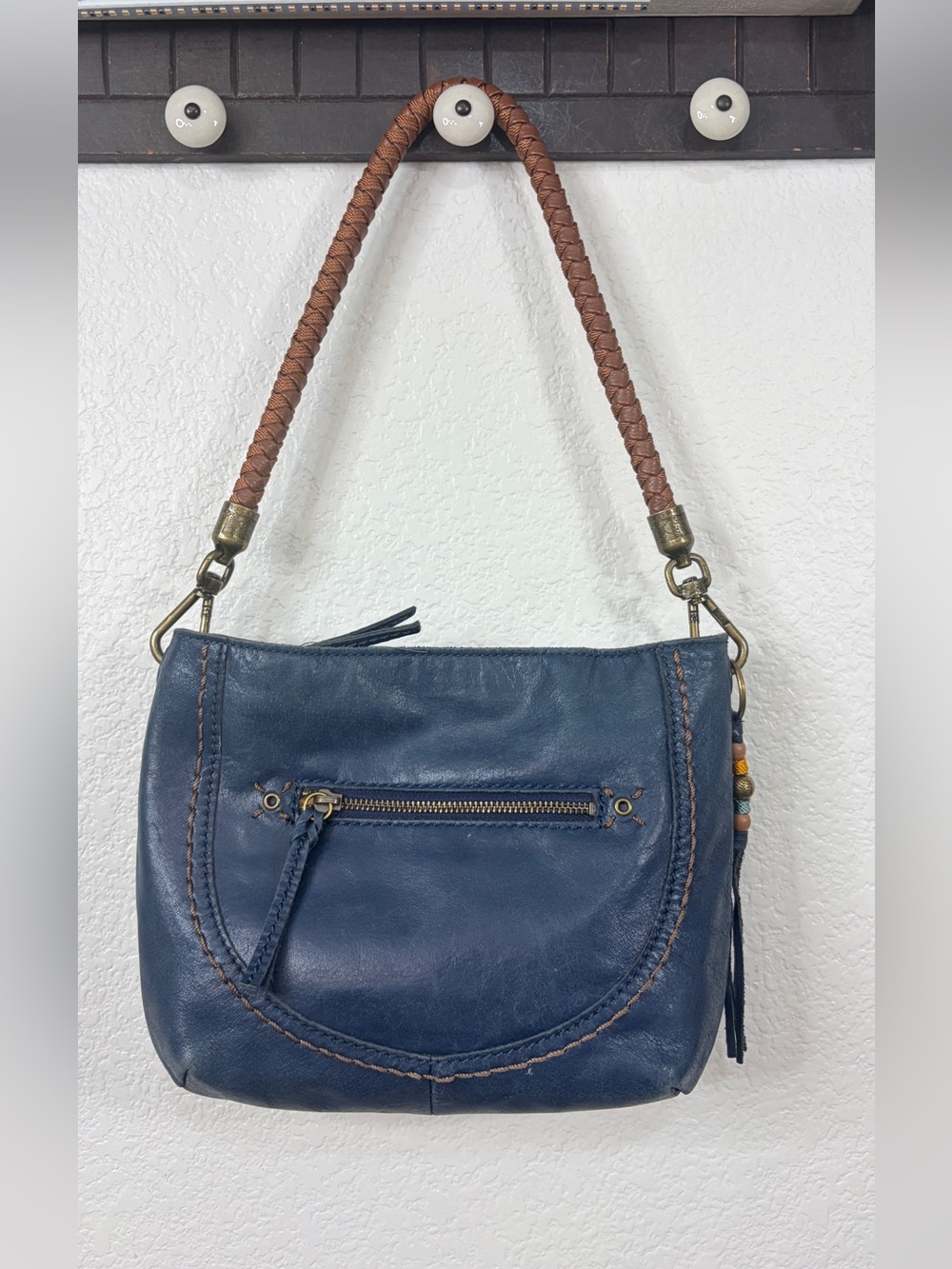 The SAK Indio Indigo Leather Navy Hobo Shoulder Bag with Braided Handle
